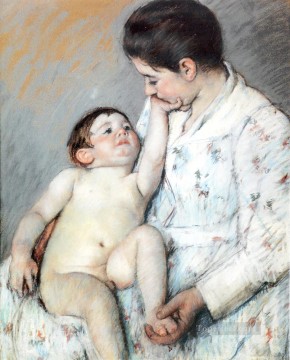 Baby s First Caress mothers children Mary Cassatt Oil Paintings